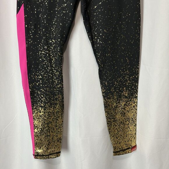 Super Fresh Women’s Leggings Black Gold Pink Lightening Bolt Small Workout Gym - Picture 6 of 12